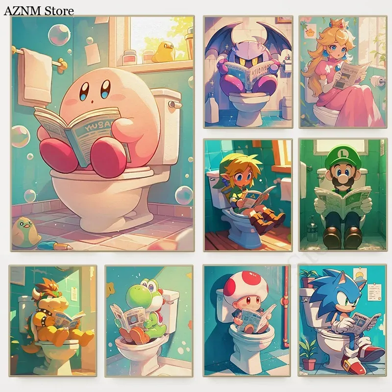 Photography Exhibition - Funny Bathroom Cartoon Video Game Poster