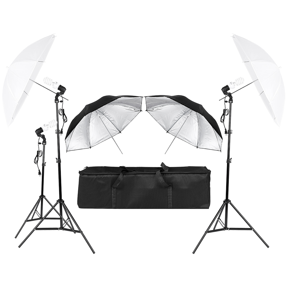 Photography Umbrella Lighting Kit - 3*45W Photography Photo Video Portrait Studio
