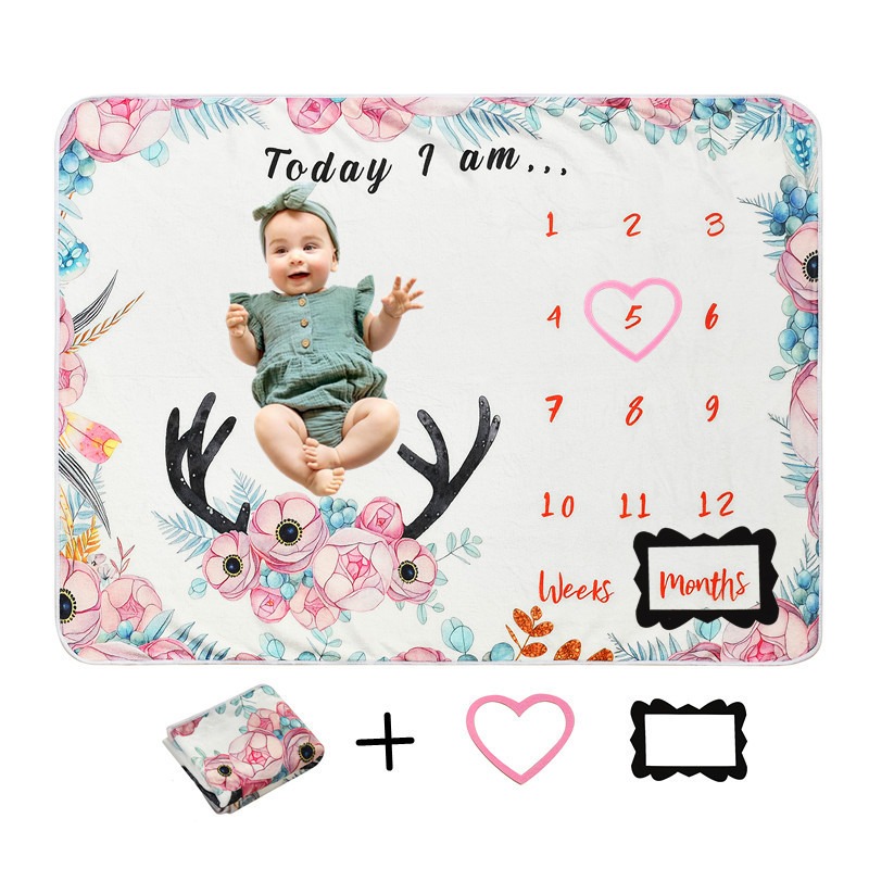 Photography Of The Day - Digital Printed Flannel Milestone Blanket, Baby