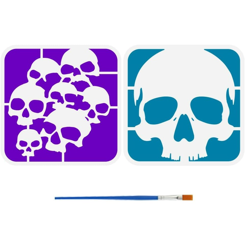 Photography Model - 2 Pcs Skull Pattern Stencils with