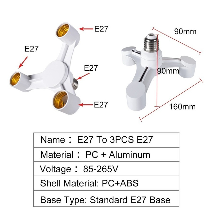 Bulbs Socket 3In1 E27 to E27 E - огляд і ціна Photography Bulb
