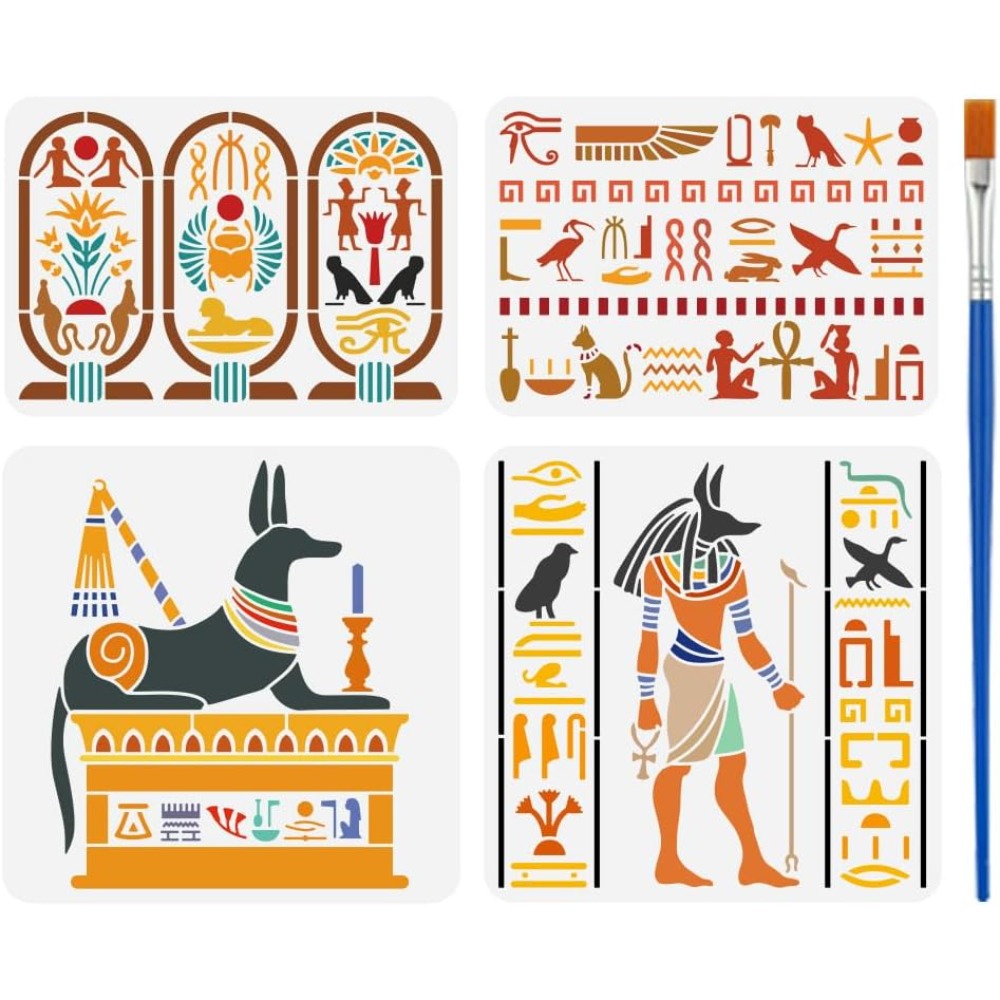 4 PCS Egyptian Symbols Stencil - огляд і ціна Photography Model