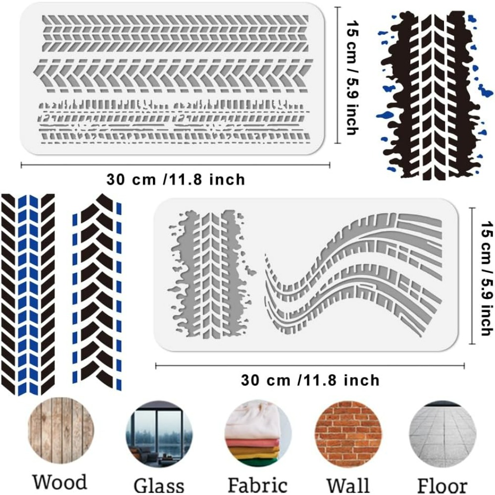 2Pcs Car Tire Tracks Stencils  - огляд і ціна Photography Model
