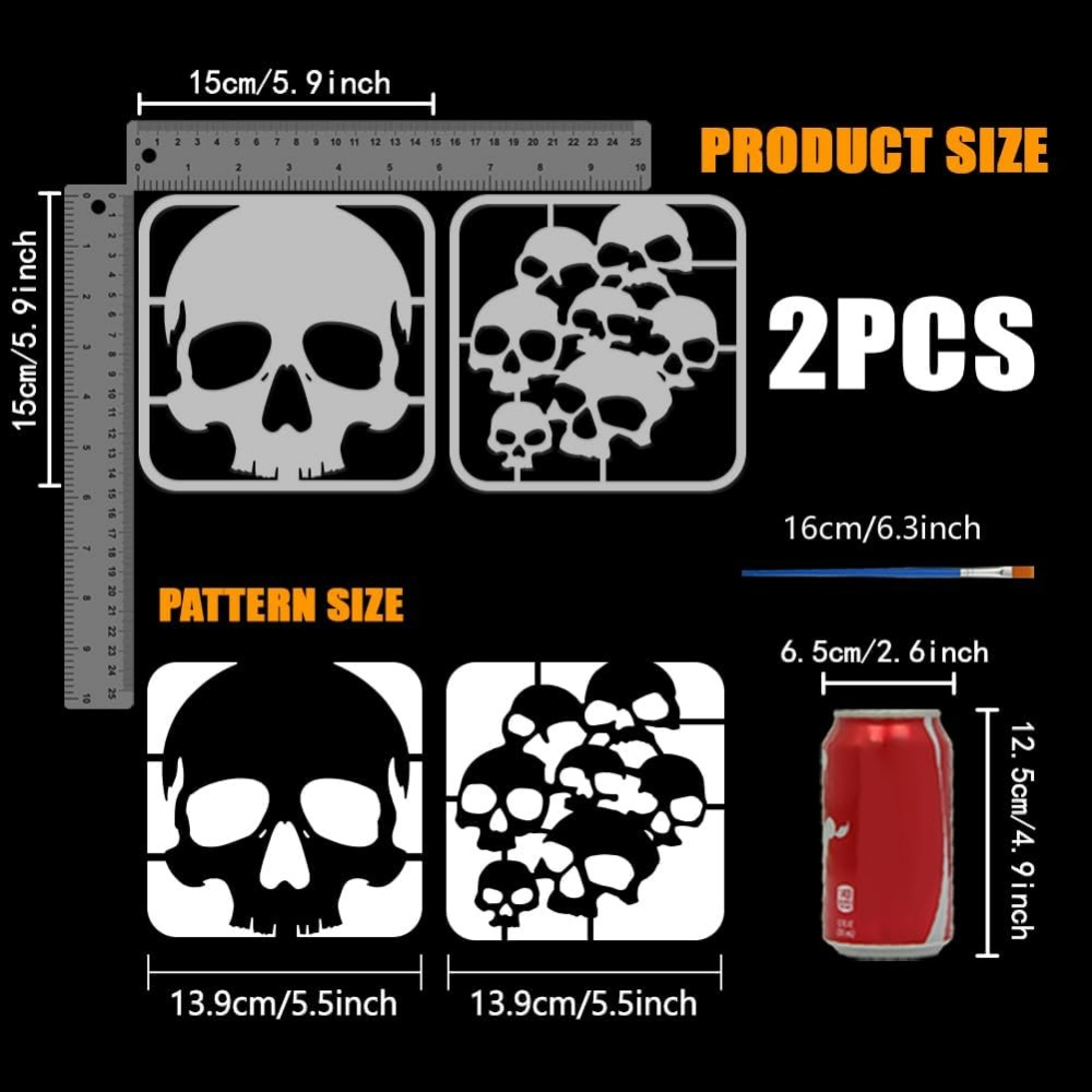 2 Pcs Skull Pattern Stencils w - огляд і ціна Photography Model
