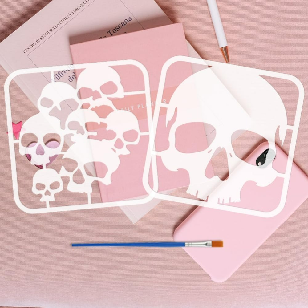 2 Pcs Skull Pattern Stencils w - огляд і ціна Photography Model