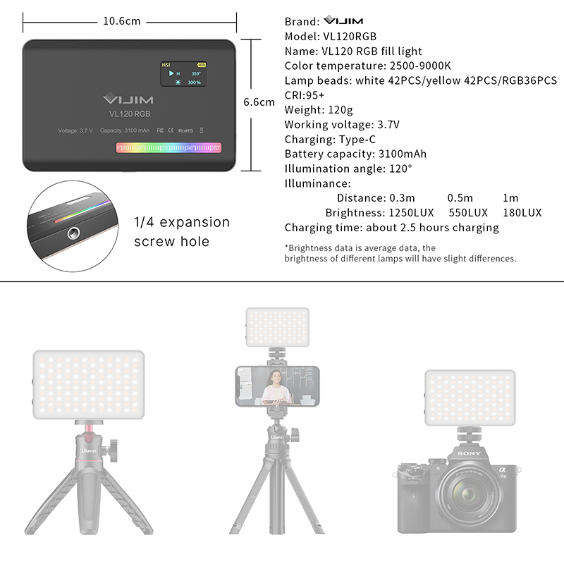 Ulanzi VL120 RGB Camera Video  - огляд і ціна Photography Bulb